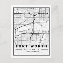 Poster de la carte de Fort Worth Texas USA Travel 