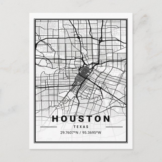 Postale Poster de la carte de la ville de Houston Texas US (Devant)