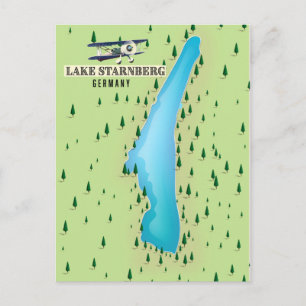 Postale Poster de la carte du lac Starnberg Allemagne de s