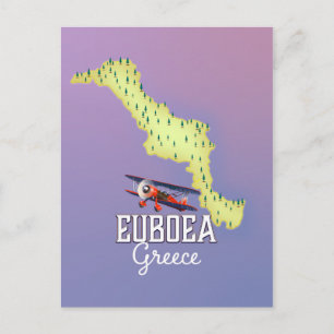 Postale poster de voyage sur la carte Euboea Grèce