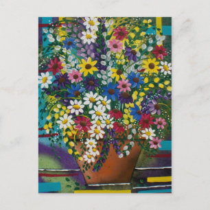 Postale POT D'ART DE FOLK DE Daisy PAR LORI EVERETT carte 
