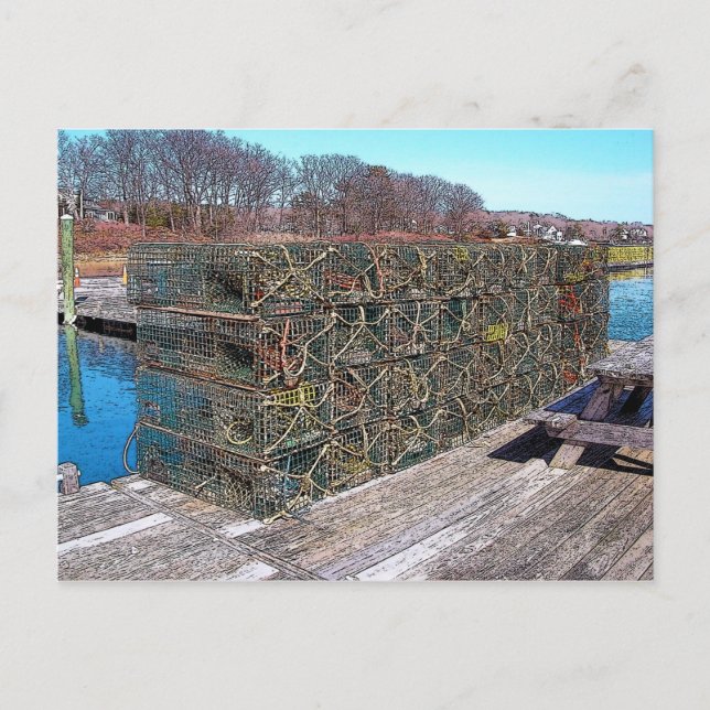 Postale Pots de homard, port de York, Maine - carte (Devant)