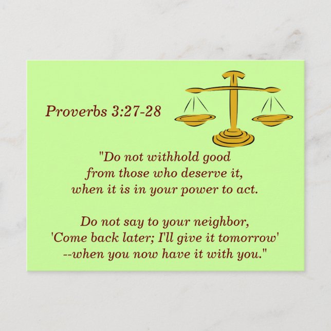 Postale Proverbes 3:27-28 Bible Verse carte mémoire (Devant)