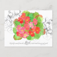 Psaumes 121 Carte de prière Orange Begonia Fleurs