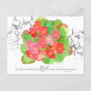 Postale Psaumes 121 Carte de prière Orange Begonia Fleurs