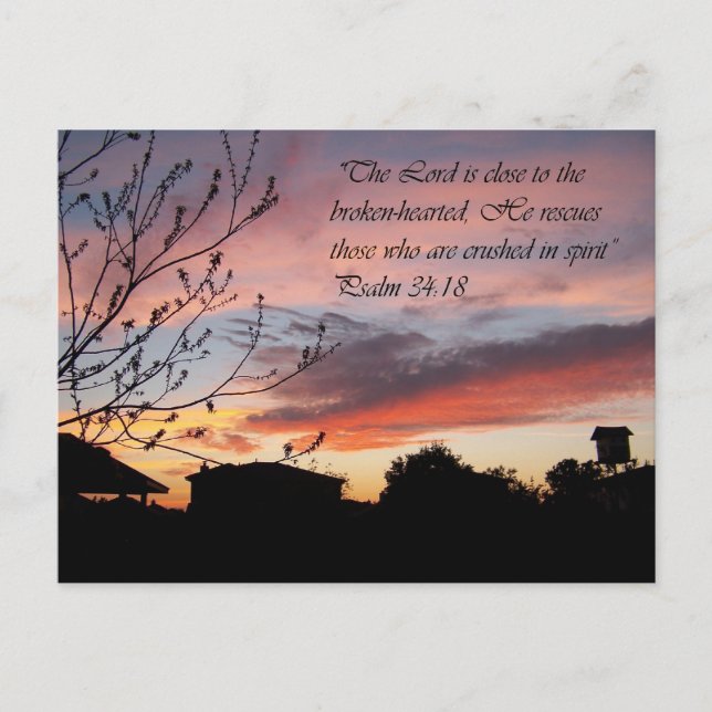 Postale Psaumes 24:18 Jolie Sunset Encouragement Carte Pos (Devant)