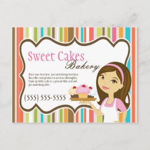 Postale Publicité Carte Boulangerie Brunette Baker Cup Cak