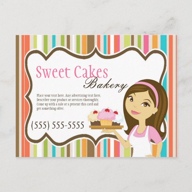 Postale Publicité Carte Boulangerie Brunette Baker Cup Cak (Devant)