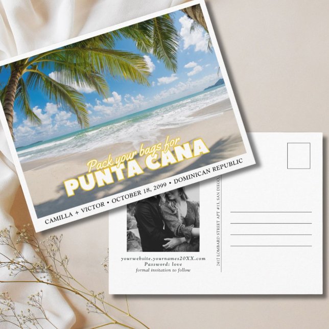 Postale Punta Cana Mariage Enregistrer la date Carte posta (Punta Cana Wedding Save the Date for Dominican Republic Destination Wedding Postcard)