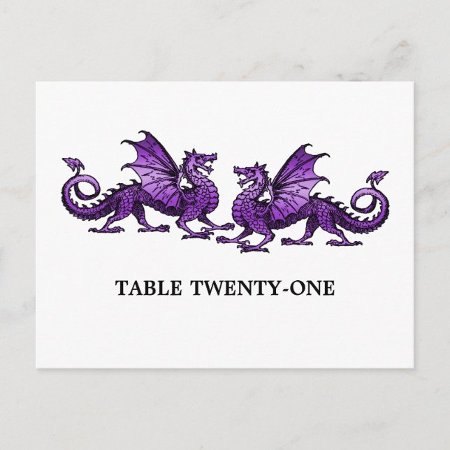 Postale Purple Elegant Dragons Numéro de tableau Carte pos (Devant)