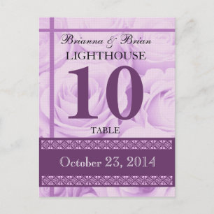 Postale PURPLE Mariage Rose Table Numéro de carte Réceptio