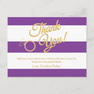 Postale Purple, Parties scintillant et rayures Merci Carte