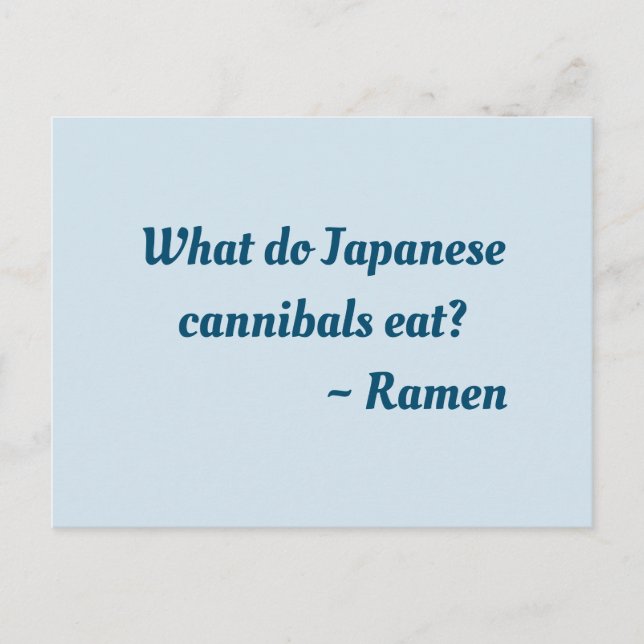 Postale Que mangent les cannibales japonais ? Carte postal (Devant)