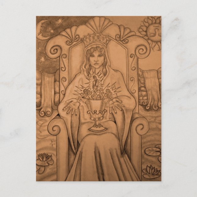 Postale Queen of Cups - Carte Tarot (Devant)