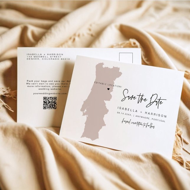 Postale QUINN Carte du Portugal Enregistrer la date (Cœur  (Créateur téléchargé)