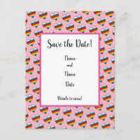 Rainbow Heart Motif Enregistrer la date Carte post