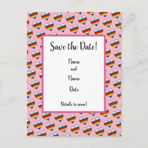 Postale Rainbow Heart Motif Enregistrer la date Carte post