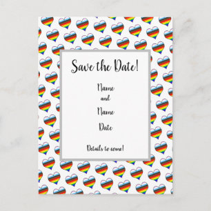 Postale Rainbow Heart Motif Enregistrer la date Carte post
