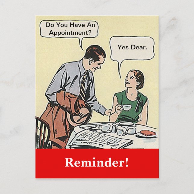 Postale Rappel de rendez-vous de couple rétro par carte po (Devant)