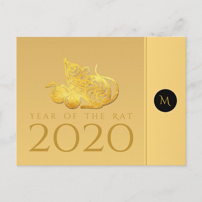 Postale Rat Année 2020 fruits Élégant Monogramme Carte pos (Devant)