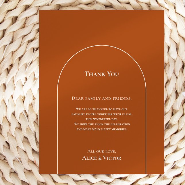 Postale Réception Boho Terracotta Simple Carte de remercie (Créateur téléchargé)