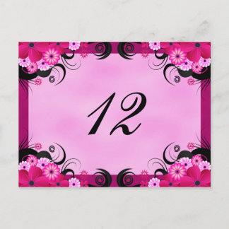 Postale Réception Florale Fuchsia Lumière Numéro Carte