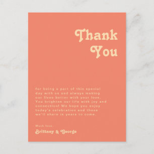 Postale Réception moderne Retro Coral Carte de remerciemen