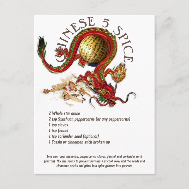 Postale Recette de mélange à cinq épices chinoise | Carte  (Devant)