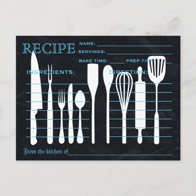 Postale Recette Rétro Outils de cuisine de la carte (Devant)