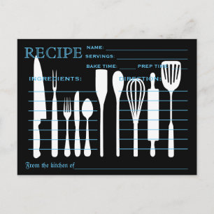 Postale Recette Rétro Outils de cuisine de la carte
