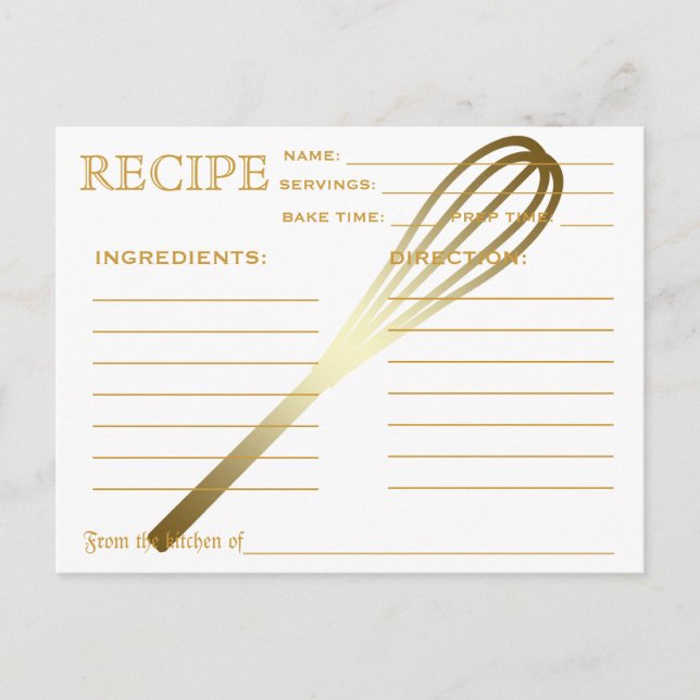 Postale Recette Rétro Outils de cuisine de la carte (Devant)