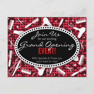 Postale Red Hot Glam Custom Hair Salon Événement Carte pos