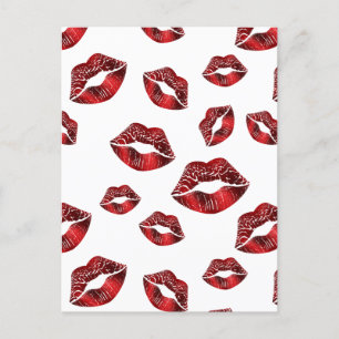 Postale Red Lips Baiser Motif Valentine's Day Carte postal