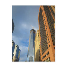 Reflets de gratte-ciel de New York sur carte posta