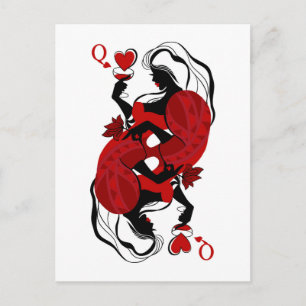 Postale Reine de cœur. Carte à jouer de mode