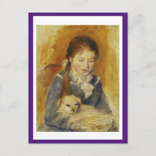 Postale Renoir, Jeune fille avec un chien, Art, Carte post
