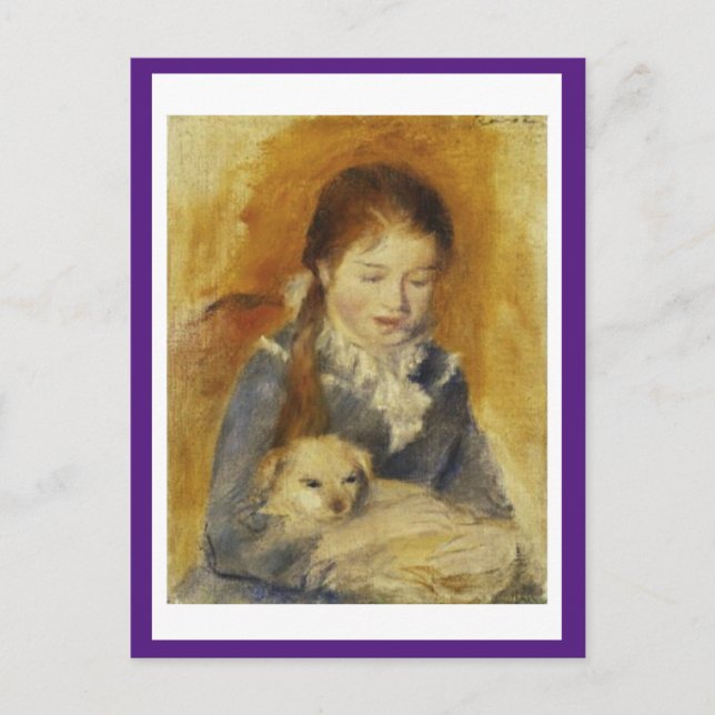 Postale Renoir, Jeune fille avec un chien, Art, Carte post (Devant)