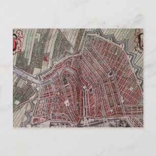Postale Réplique carte de la ville d'Amsterdam 1652