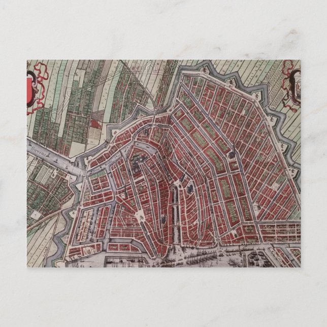 Postale Réplique carte de la ville d'Amsterdam 1652 (Devant)