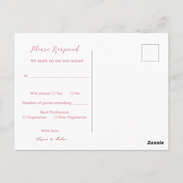 Postale Réponse mariage Sikh | Carte de réponse Anand Kara (Dos)