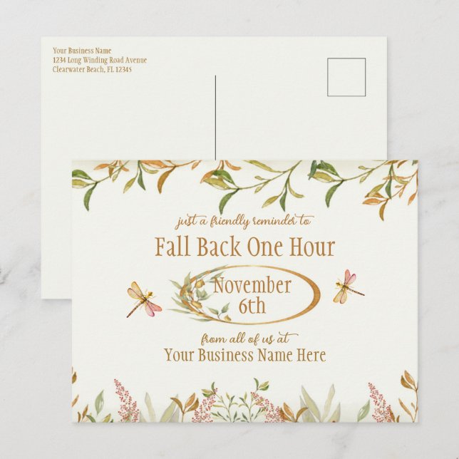 Postale Retour arrière Économie d'heure d'été Rappel Carte (Devant / Derrière)