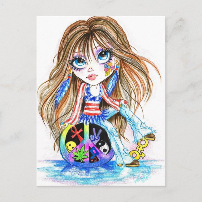 Postale Retour Dans Le Jour Hippie Imaginaire Art Carte Po (Devant)
