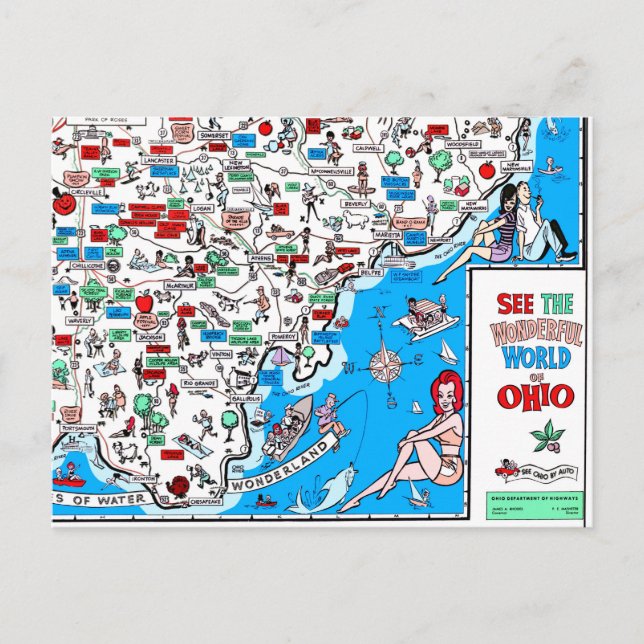 Postale Rétro carte de la bande dessinée 60s d'Athènes (Devant)