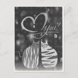Postale Retro Love You Bubbly Coeurs Chats In Love Carte P