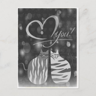 Postale Retro Love You Bubbly Coeurs Chats In Love Carte P