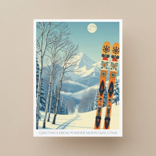 Postale Rétro vacances ski Powder Mountain Utah Carte post