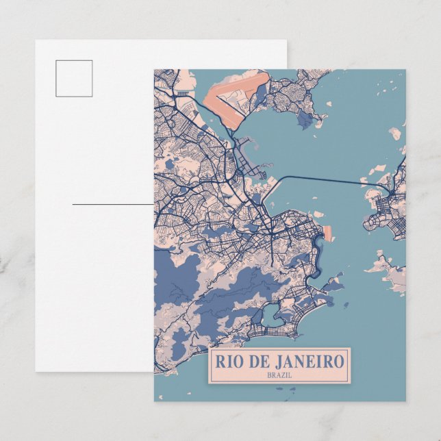 Postale Rio de Janeiro Brésil Carte de la ville venteuse V (Devant / Derrière)