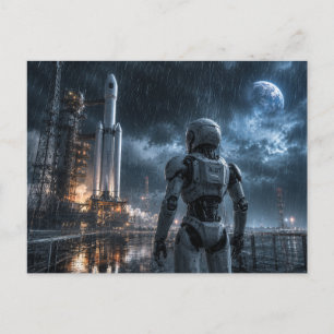 Postale Robot sous la pluie Mission spatiale sur la carte