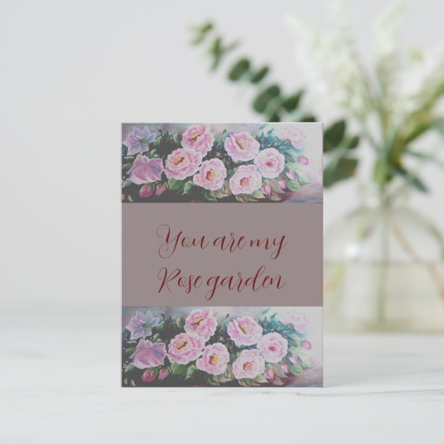 Postale Romantique ROSE SAUVAGE ROSE PEINTURE CARTE POSTAL (Debout devant)