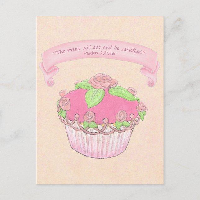 Postale Rose Cupcake~Bonnes Écritures Cadeaux Carte postal (Devant)